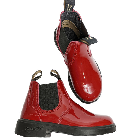 Blundstone 11 girls kid red patent #2253 Range pull on boot leather elastic side - Picture 1 of 9